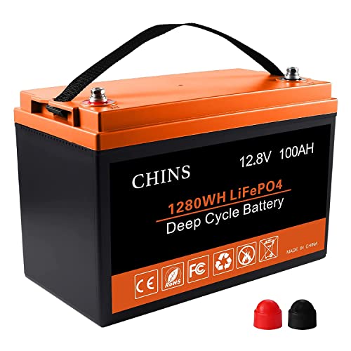 CHINS LiFePO4 Battery 12V 100AH Lithium Battery - Built-in 100A BMS